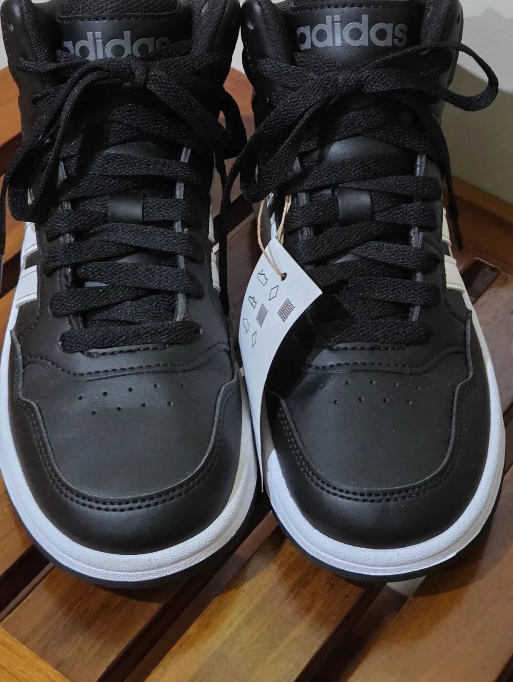 adidas Boy's Black and White Hoops 3.0 MID High-Top Basketball Sneakers Size 2